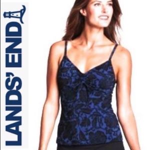 Land's end floral tankini top blue/black